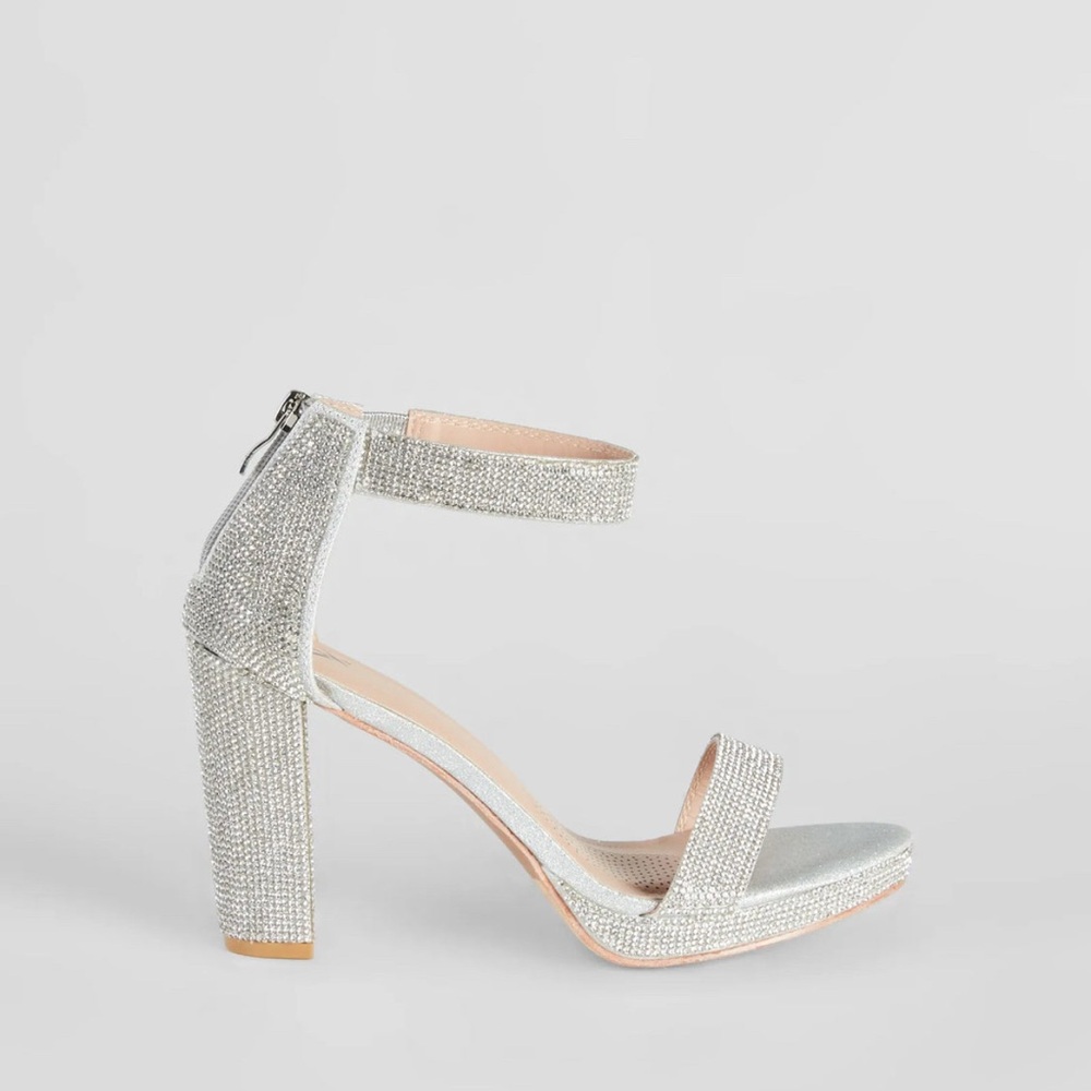 Windsor Shimmer In Rhinestone Block Heels